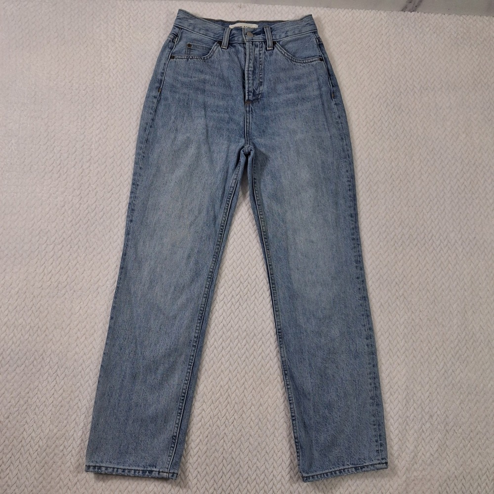 Denim Forum The Pin-Up Super High Straight Jeans Womens 25 (Waist 24") Blue.